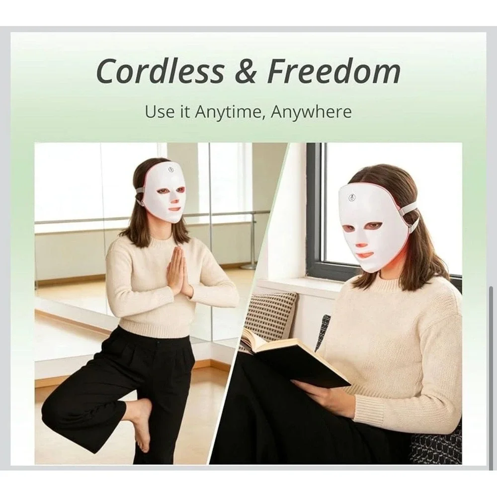 IOBTY 7 Color LED Facial Beauty Light‎ Therapy Instrument Cordless Face Mask